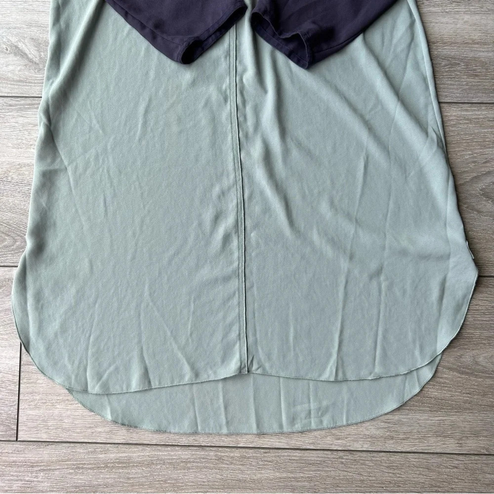 Aritzia Wilfred Purple Sage Green Contrasting  Colour Chiffon Shirt Dress - Picture 8 of 12